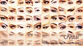  Presentation with eyes - Colorful presentation theme enhanced with different and beautiful female eyes backdrop and a lemonade colored foreground