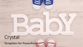  Presentation with baby shoes - Amazing PPT layouts having different baby shoes and word backdrop and a lemonade colored foreground