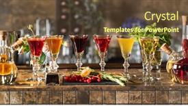  Presentation with bar - Slide set with different-bitters-and-liqueurs background and a tawny brown colored foreground