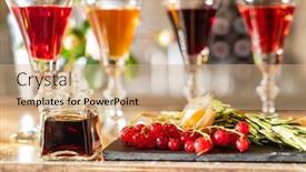  Presentation with bar and restaurant - Audience pleasing slide set consisting of different-bitters-and-liqueurs backdrop and a coral colored foreground
