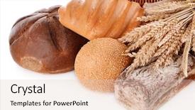  Presentation with white differene - Audience pleasing theme consisting of different bread isolated on white backdrop and a  colored foreground