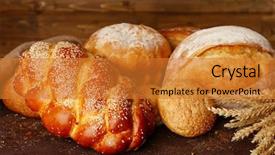  Presentation with ears - Slide deck featuring different bread with ears on wooden background background and a gold colored foreground