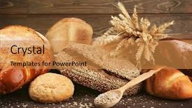  Presentation with sunflower sunflower sunflower sunflower sunflower - Beautiful PPT layouts featuring different bread with ears and sunflower seeds on wooden background backdrop and a gold colored foreground