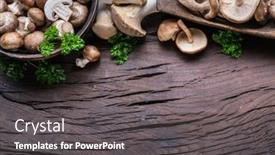 Presentation with colored - Slide deck featuring different-brown-colored-edible-mushrooms background and a dark gray colored foreground