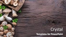  Presentation with colored - Colorful theme enhanced with different-brown-colored-edible-mushrooms backdrop and a dark gray colored foreground