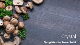  Presentation with colored - Slide set with different-brown-colored-edible-mushrooms background and a gray colored foreground