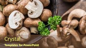  Presentation with mushrooms - Presentation theme enhanced with different-brown-colored-edible-mushrooms background and a tawny brown colored foreground