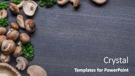  Presentation with mushrooms - Colorful presentation design enhanced with different-brown-colored-edible-mushrooms backdrop and a dark gray colored foreground