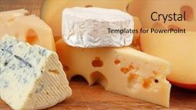  Presentation with cutting board - Cool new PPT layouts with different cheeses served on wooding backdrop and a coral colored foreground