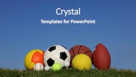  Presentation with sports children - PPT theme with different children's sports balls background and a ocean colored foreground