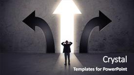  Presentation with direction - Amazing slide deck having different choices indicated by arrows backdrop and a dark gray colored foreground