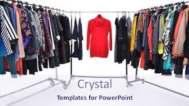  Presentation with females - PPT theme having different-clothes-dress-sweater-jacket background and a sky blue colored foreground