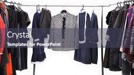  Presentation with females - Presentation design consisting of different clothes for females rack display-white background background and a tawny brown colored foreground