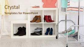  Presentation with clothes shop - Cool new slides with different clothes on hangers shoes backdrop and a lemonade colored foreground