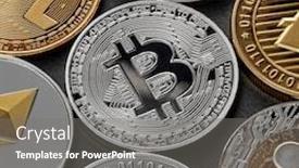  Presentation with black business - Presentation consisting of different-coins-of-crypto-currency background and a gray colored foreground