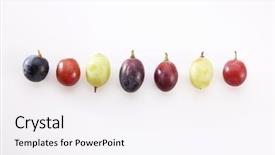  Presentation with row of textile looms weaving - Beautiful theme featuring different color of grape arrange backdrop and a sky blue colored foreground