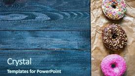  Presentation with donuts - Colorful presentation design enhanced with different color styles of doughnut backdrop and a ocean colored foreground