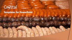  Presentation with grill - Audience pleasing presentation theme consisting of different colored sausages on the grill backdrop and a crimson colored foreground
