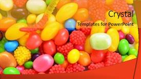  Presentation with candy - Amazing PPT theme having different-colorful-fruit-candy-close backdrop and a gold colored foreground