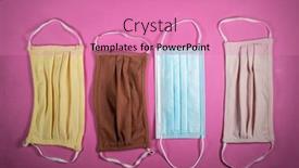  Presentation with color pink - Colorful PPT theme enhanced with different-colorful-masks-on-pink backdrop and a coral colored foreground