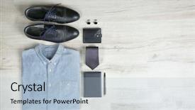  Presentation with clothing wooden clothes hanger object - Cool new slides with different colors - male clothes footwear and accessories backdrop and a light blue colored foreground