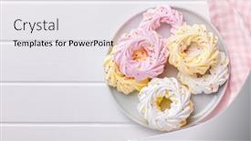  Presentation with sprinkles - PPT theme consisting of different-colors-meringues-with-sprinkles background and a white colored foreground