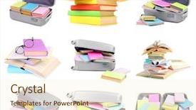  Presentation with books - Cool new theme with different compositions with colorful books backdrop and a  colored foreground