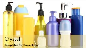  Presentation with personal care - Presentation theme consisting of different cosmetic products for personal background and a yellow colored foreground