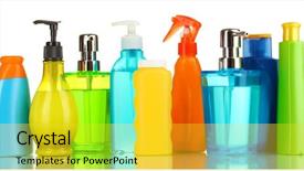  Presentation with personal care products - Presentation theme enhanced with different cosmetic products for personal background and a yellow colored foreground