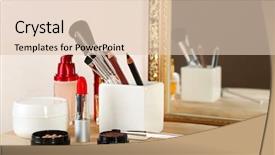  Presentation with cosmetic surgery close up - Amazing slide deck having different cosmetics on dressing table backdrop and a lemonade colored foreground