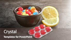  Presentation with herbs and cough - Presentation theme enhanced with different cough drops with lemon background and a tawny brown colored foreground