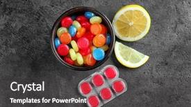  Presentation with lemon - Presentation having different cough drops with lemon background and a dark gray colored foreground