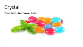  Presentation with mint - Colorful slides enhanced with different cough drops with sprig backdrop and a  colored foreground