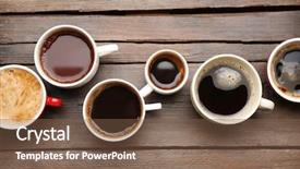  Presentation with catering banquet table different - PPT layouts having different cups of coffee background and a tawny brown colored foreground