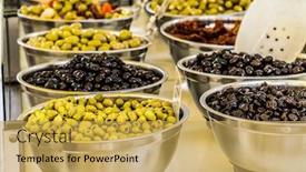  Presentation with different - Slide set enhanced with different-cured-table-olives background and a yellow colored foreground