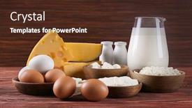  Presentation with dairy products - Cool new theme with different dairy products and eggs on wooden table backdrop and a tawny brown colored foreground