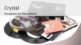  Presentation with storage - Theme enhanced with different data storage devices background and a white colored foreground