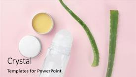  Presentation with product - Theme consisting of different deodorants and aloe leaves background and a lemonade colored foreground