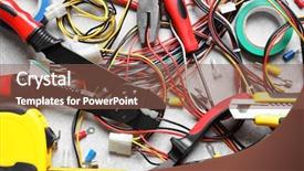 Presentation with electrical tools - Audience pleasing theme consisting of different electrical tools on table backdrop and a tawny brown colored foreground