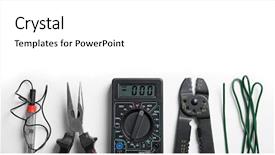  Presentation with electrical tools - Cool new presentation theme with different electrical tools on white backdrop and a white colored foreground
