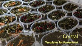  Presentation with food delivery - Audience pleasing slide set consisting of different-fish-and-chuka-wakame backdrop and a tawny brown colored foreground