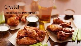  Presentation with celery - Beautiful theme featuring different flavored chicken wings backdrop and a coral colored foreground