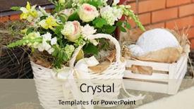  Presentation with decor - Colorful PPT theme enhanced with decor of flower shop backdrop and a soft green colored foreground