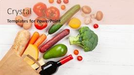  Presentation with recycling paper - Amazing PPT theme having different-food-in-recycling-paper backdrop and a coral colored foreground