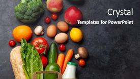  Presentation with recycling paper - Cool new PPT layouts with different-food-in-recycling-paper backdrop and a dark gray colored foreground