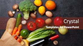  Presentation with recycling paper - Amazing PPT theme having different-food-in-recycling-paper backdrop and a tawny brown colored foreground