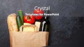  Presentation with recycling paper - PPT theme enhanced with different-food-in-recycling-paper background and a dark gray colored foreground