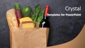  Presentation with recycling paper - PPT theme with different-food-in-recycling-paper background and a dark gray colored foreground