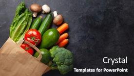  Presentation with recycling paper - PPT theme featuring different-food-in-recycling-paper background and a dark gray colored foreground