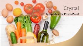  Presentation with recycling paper - PPT theme enhanced with different-food-in-recycling-paper background and a coral colored foreground